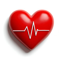 Red heart with a white ekg line symbolizing health and life