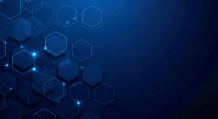 Digital Communication and Scientific Research, a Stylized Background with a Hexagonal Grid, Symbolizing Data Flow, Network, and Modern Technology.