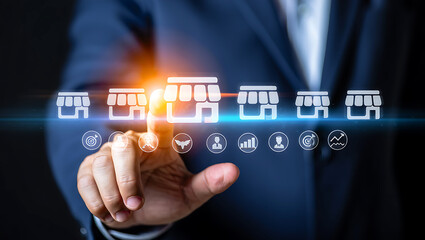 Person selecting franchise business opportunity selection growth