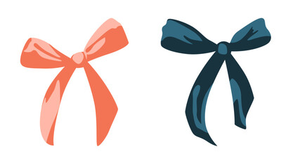 Charming bows for gift wrapping, festive decorations, and celebratory graphic designs in salmon pink and teal blue hues.