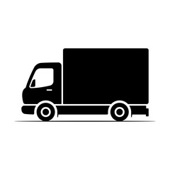 Truck icon. Delivery van. Black silhouette. Side view. Vector simple flat graphic illustration. Isolated object on white background. Isolate.