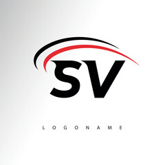 SV Modern Minimalist Letter Monogram Logo - Sleek Stylish Branding & Visual Identity Design