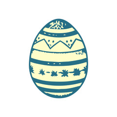Elegant Easter egg graphic featuring decorative stripes and floral elements in a charming, vintage style, perfect for holiday-themed designs.