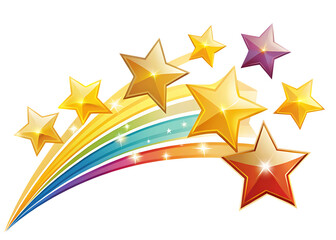 Obraz premium shooting stars illustration design isolated on white background, png, ai generated.