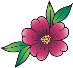 Red flower with leaf Illustration Art