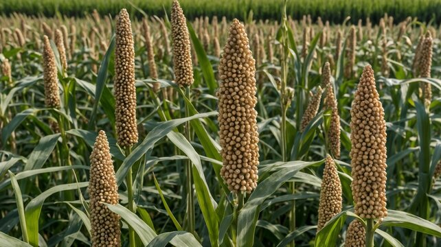 Natural Pearl Millet Field. The Crop is Know as Bajra or Bajri Agriculture