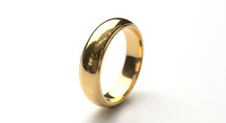 Simple elegant gold wedding band on a white background