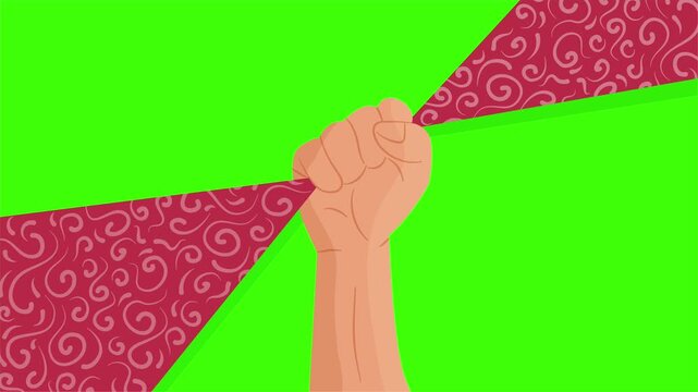 Vector of hand holding traditional Indonesian batik cloth to represent culture and independence celebration