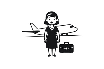 Silhouette illustration of a girl with a violin sitting on a chair at a desk with a laptop