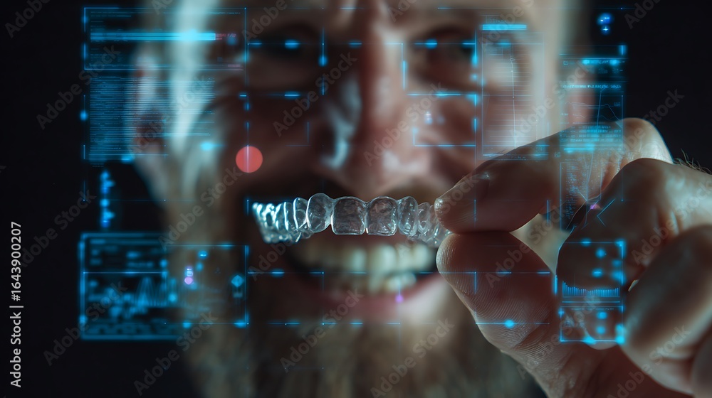 Poster using futuristic technology to interact with digital displays and data visualizations