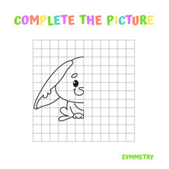Complete the Picture Symmetry Bunny Worksheet Vector Illustration