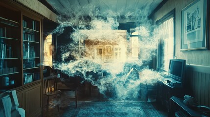 chaos exploding view of moving day scene