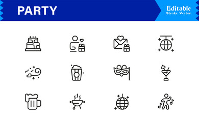 Premium Party Icon Collection – Bold, Fun, and Stylish Symbols for Festivities, Carnivals, and Special Occasions