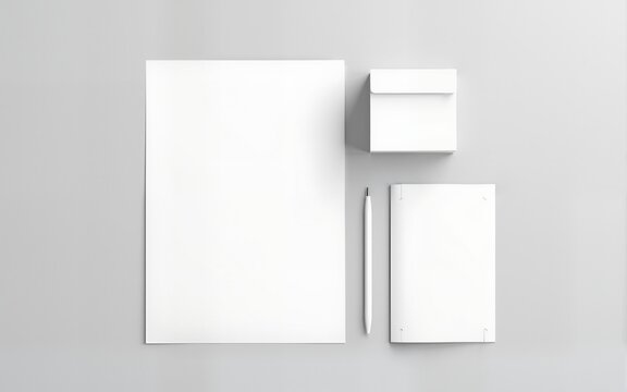 White stationery mock-up, template for branding identity on gray background. For graphic designers presentations and portfolios. High quality