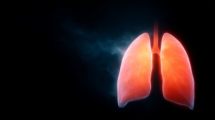 An artistic representation of human lungs displayed in vibrant colors against a dark background. This image highlights the structure and importance of lungs in the human body. I