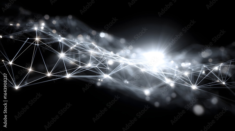 Poster abstract network design with glowing points and lines.