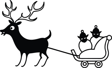 Reindeer pulling a haunted sleigh illustration