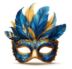 A carnival mask with feathers, clipart in the style of digital illustrations
