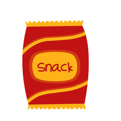 Illustration of red snack packaging. Snack packaging design. Cartoon illustration of snack packaging. Flat design illustration of snack packaging
