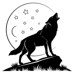 wolf howling at night