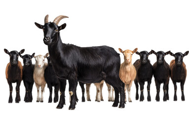 Black goat collection portrait on transparent background, png