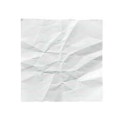 Crumpled Square Piece of White Paper Texture on Transparent Background