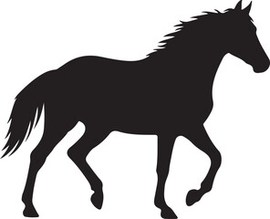 Fototapeta premium Black silhouette of a horse on a white background, clean outline 