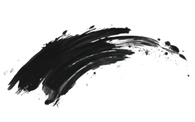 Black ink brush stroke Black on transparent background, png