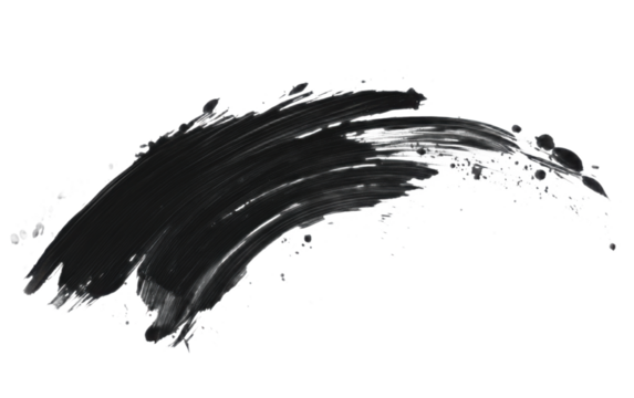 Black ink brush stroke Black on transparent background, png