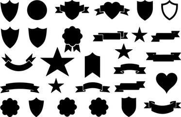 Fototapeta premium Badge, Ribbon & Award Shape Vector Set – Emblems & Labels Collection