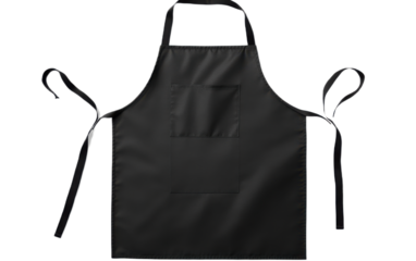 Black kitchen apron with front on transparent background, png