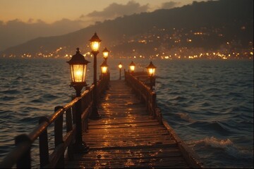 Fototapeta premium pier at sunset