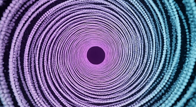 Swirling particle vortex tunnel with purple and blue gradient abstract background