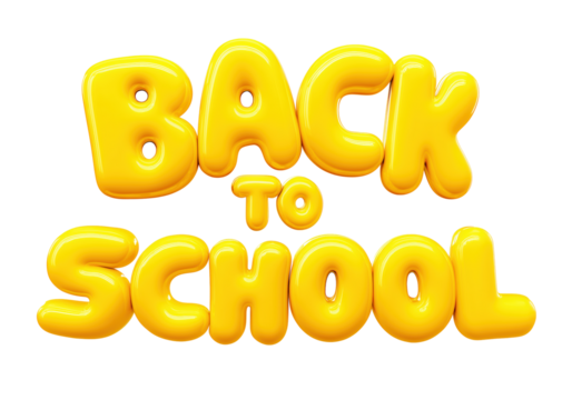 Back to school yellow inflated balloons on transparent background - Powered by Adobe