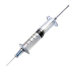 Two disposable medical syringes with needles on a black background