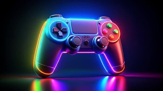 Futuristic gaming controller with vibrant neon lights