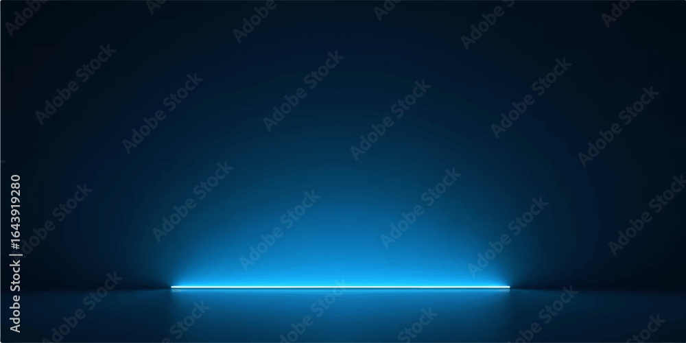 Poster blue abstract background with glowing light lines and digital design elements