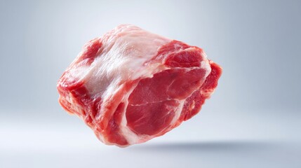 A fresh piece of meat is showcased in a modern style. This bright image emphasizes its rich color and texture, perfect for food photography and culinary projects. AI