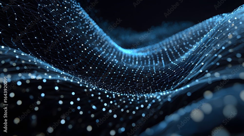 Poster abstract digital network design with glowing points.