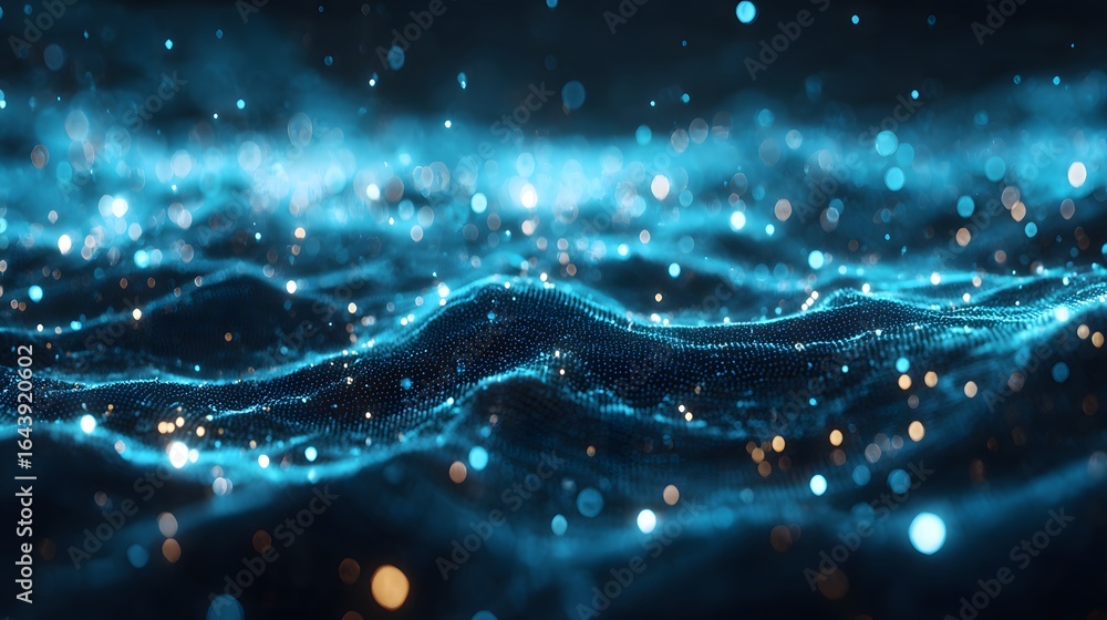 Aufkleber abstract digital illustration of a dynamic particle field.