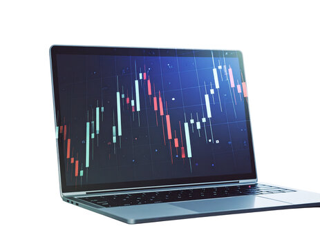 Firefly_3d Money Bag with dollar sign - Firefly_A sleek laptop displaying a financial chart with dynamic candlestick patterns.  (2)