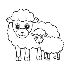 Sheep And Lamb Farm Animal Silhouette