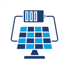 Solar Charging Flat Blue Icon