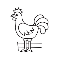 Rooster On Fence Farmyard Silhouette Vector
