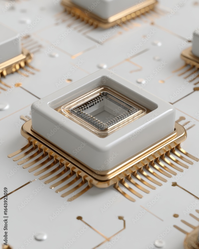 Poster circuit chip in field test as high-precision detector representing cutting-edge quantum research