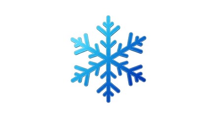 A detailed blue snowflake with intricate crystalline patterns isolated on white background