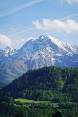 The view of Hoher Goell mountain opening from the Untersberg, the Berchtesgadener Alps