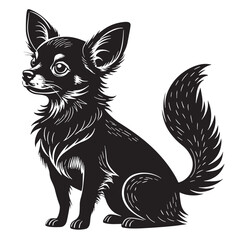 black chihuahua Silhouette Vector, High Quality Illustration on White Background
