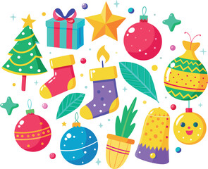 Whimsical Christmas Animal Collection Illustration Featuring Festive Elements and Holiday Cheer on Transparent Background This whimsical animal