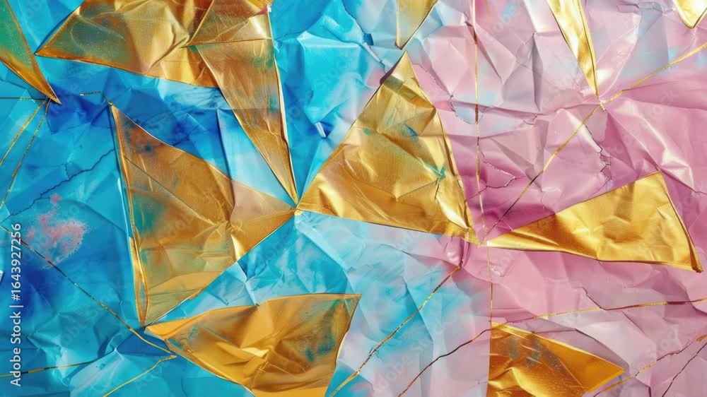 Poster a detailed view of a vibrant and textured paper with intricate patterns and colors